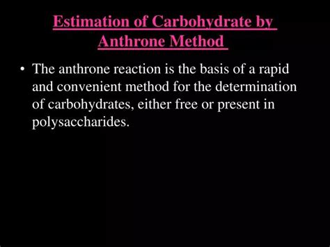 carbohydrate estimation by anthrone method|Anthrone Method for Determination of Carbohydrate.